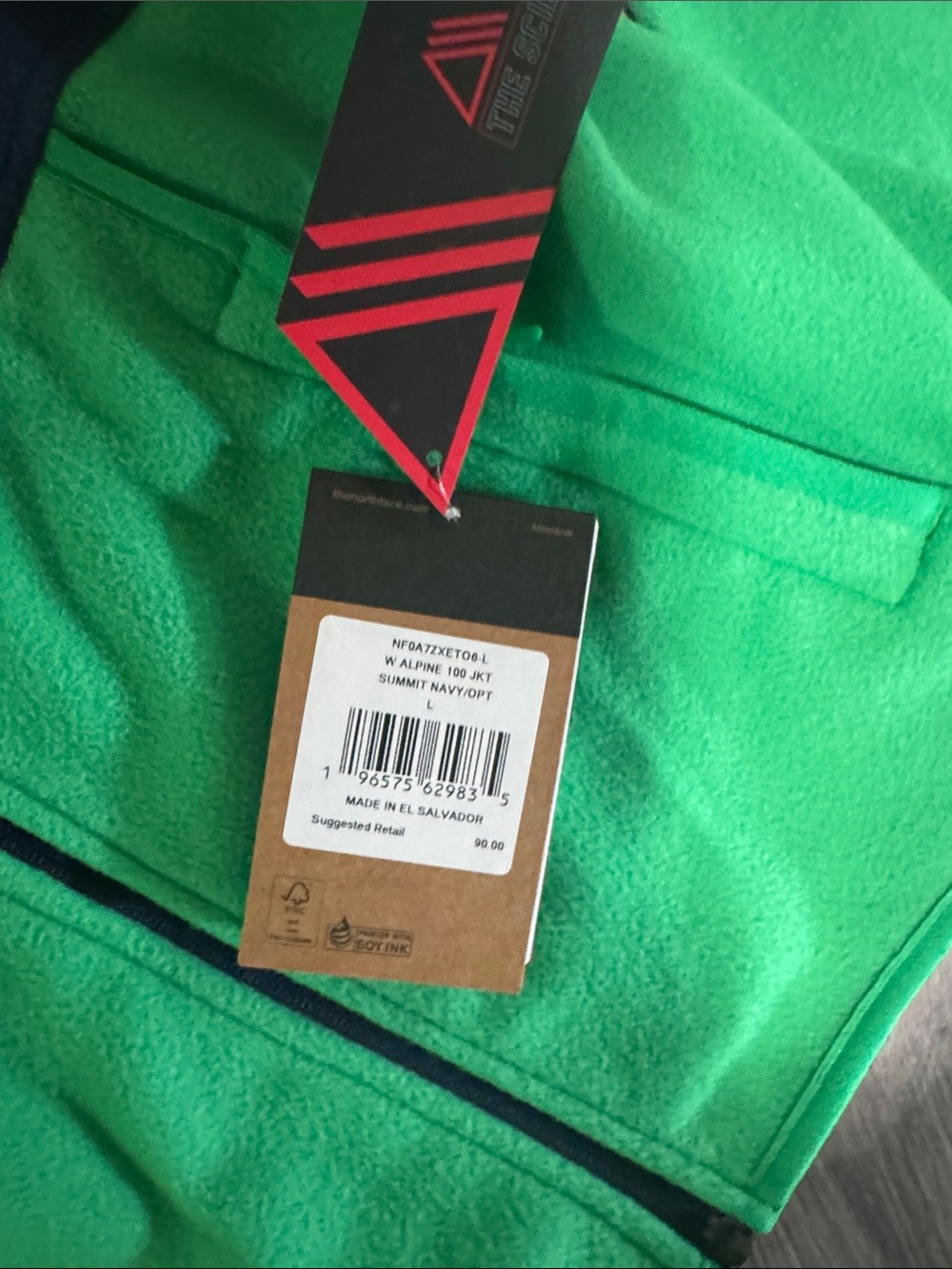 The North Face Navy & Bright Green Two-Tone Fleece Zip Jacket - Picture 2 of 2